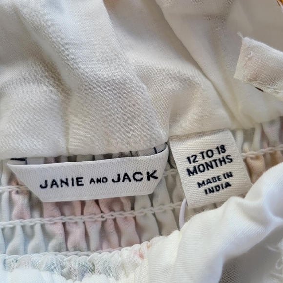 Janie and Jack Flower Dress Cotton Pink Floral Rose Flared Dress Girls 12/18 M - Picture 6 of 10